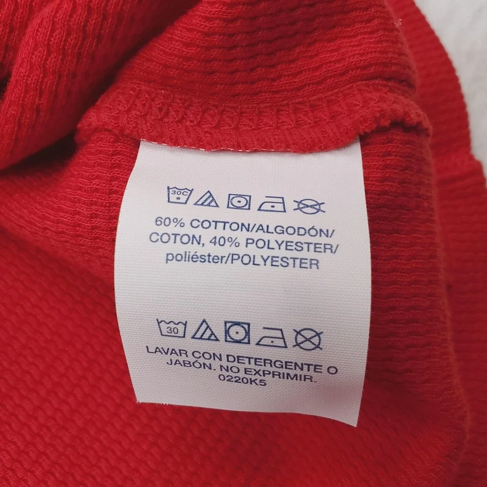 Polo Ralph Lauren Pajama Top Mens Large Red Thermal Waffle Knit Polo Bear Sleep